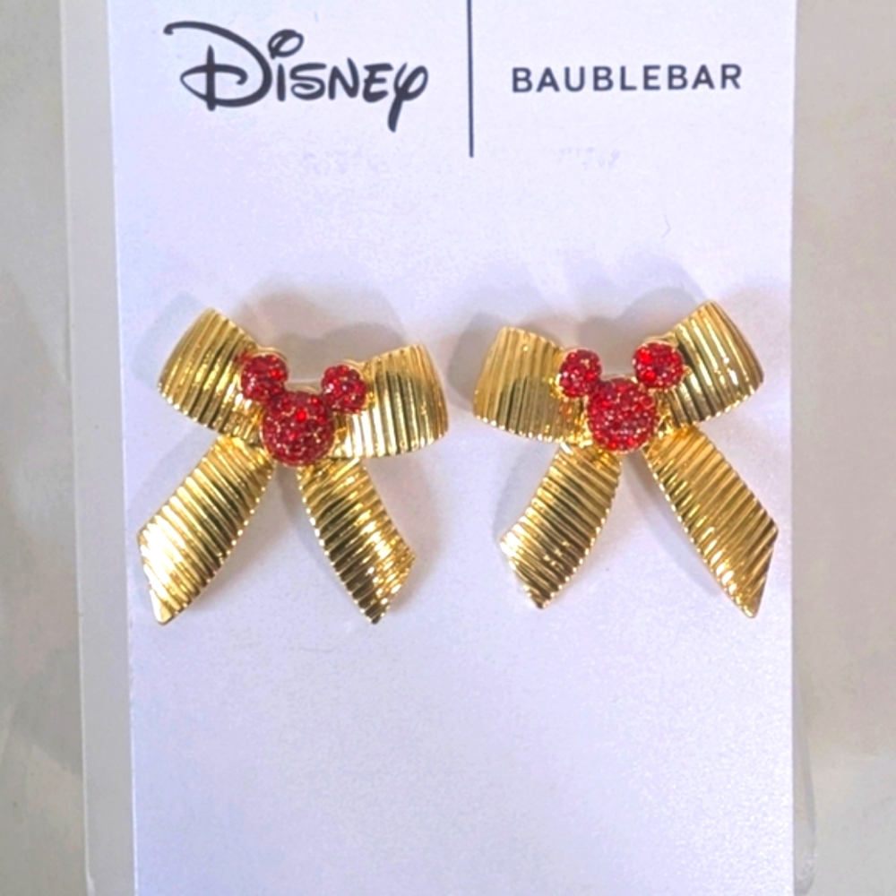 NEW...BaubleBar Disney Mickey Mouse bow stud earrings